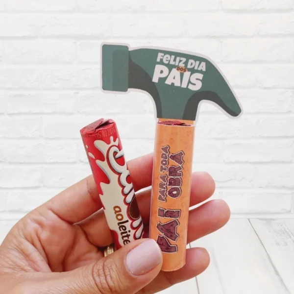 Molde Personalizado Martelo de Chocolate com Baton – Dia dos Pais (GRÁTIS)